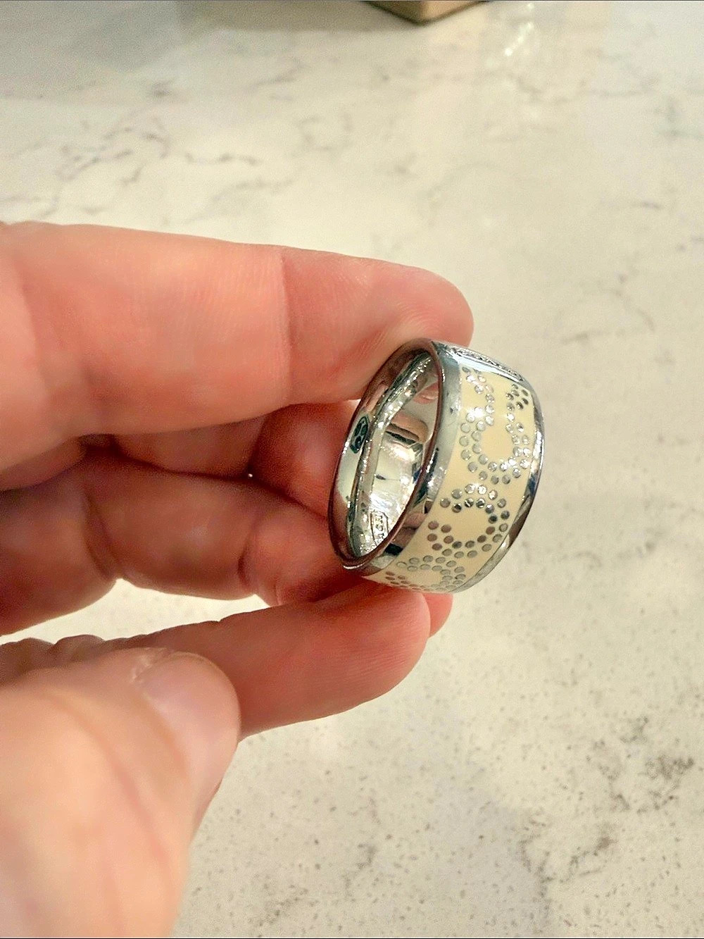 Coach Silver & Blue Geometric Rings - Picture 8 of 10